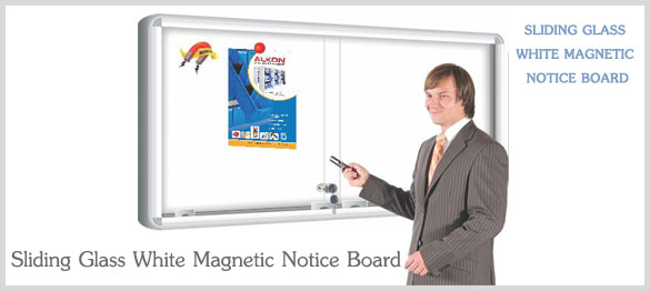 Sliding Glass White Magnetic Notice Board